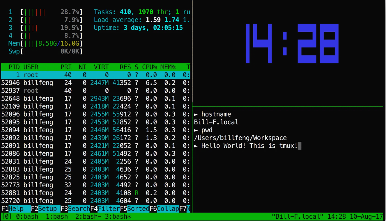 tmux terminal multiplexer