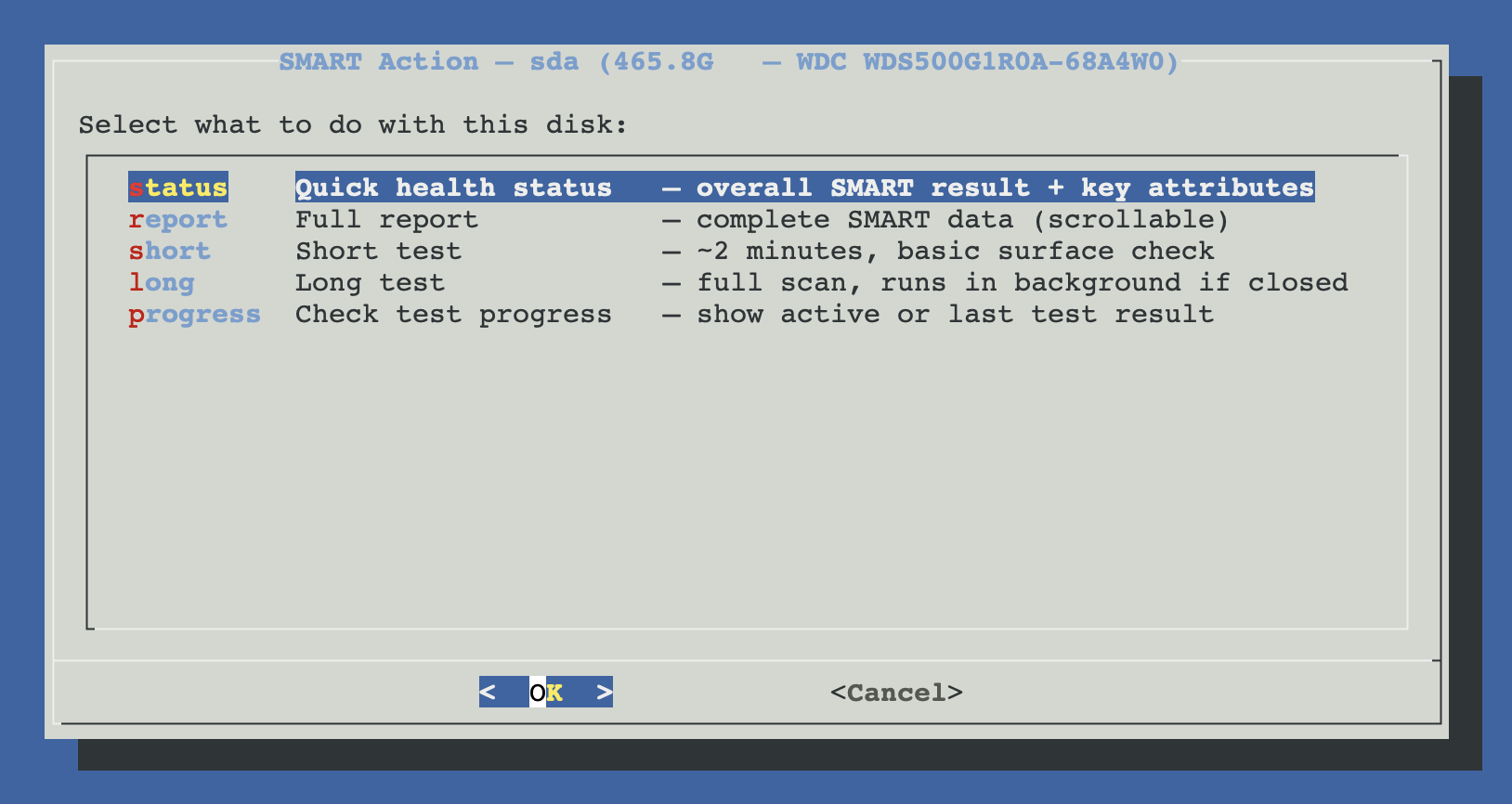 SMART action menu