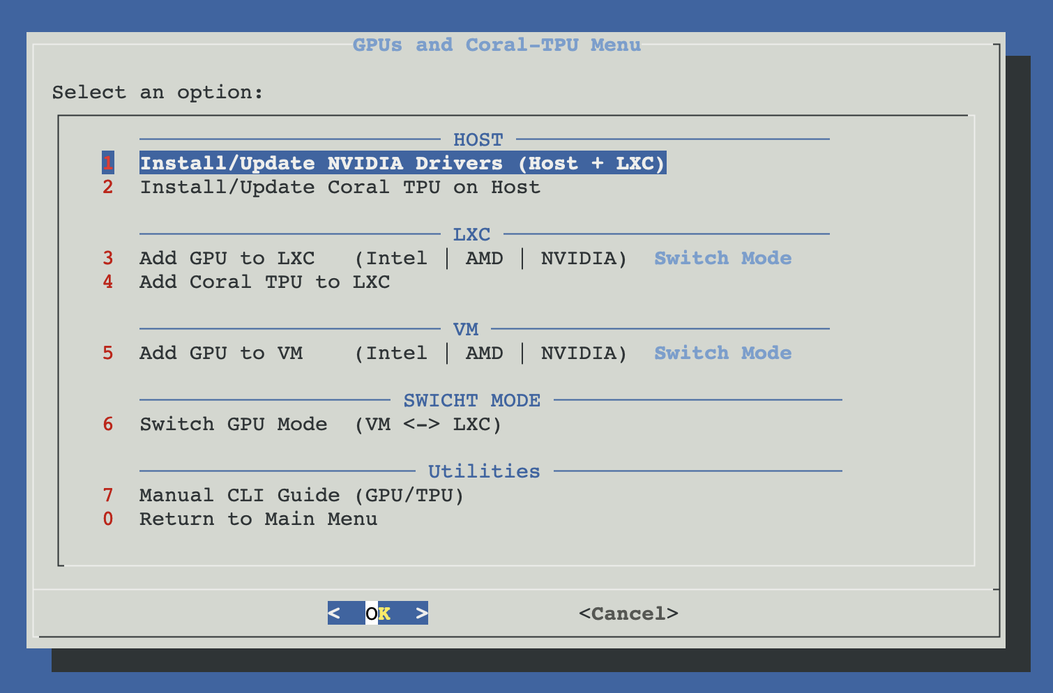 Hardware Graphics menu with the NVIDIA GPU Driver Installer entry highlighted
