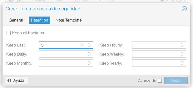 Backup retention settings in Proxmox
