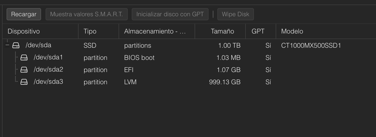 Disk list before adding USB drive
