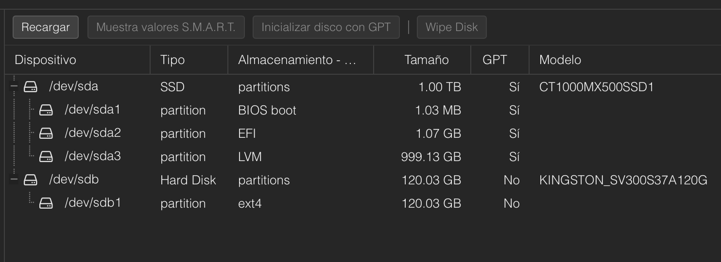 Disk list after adding USB drive