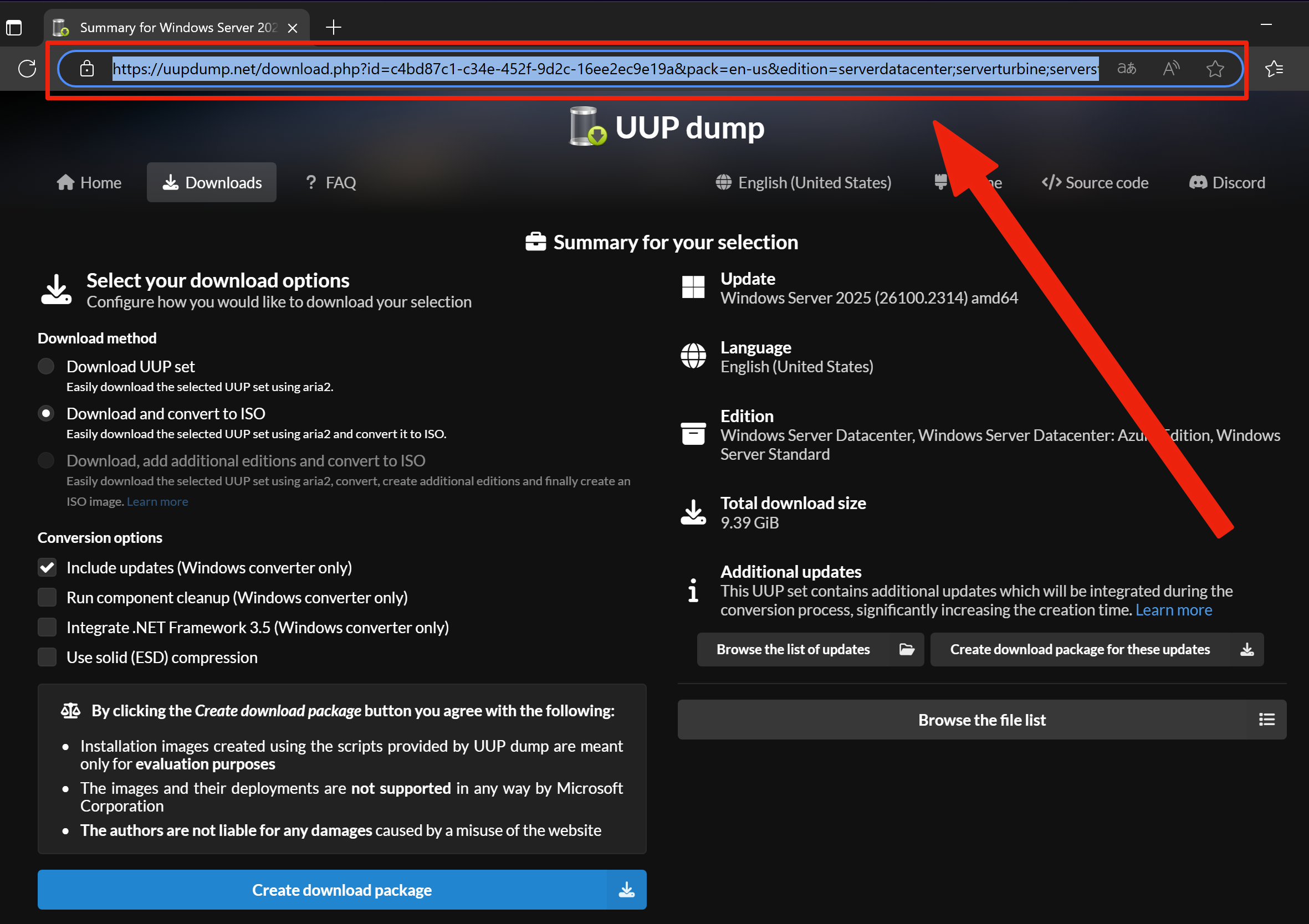 Copy the URL from the address bar