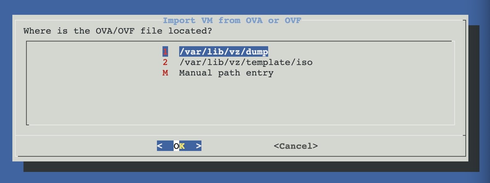 Import VM file picker dialog
