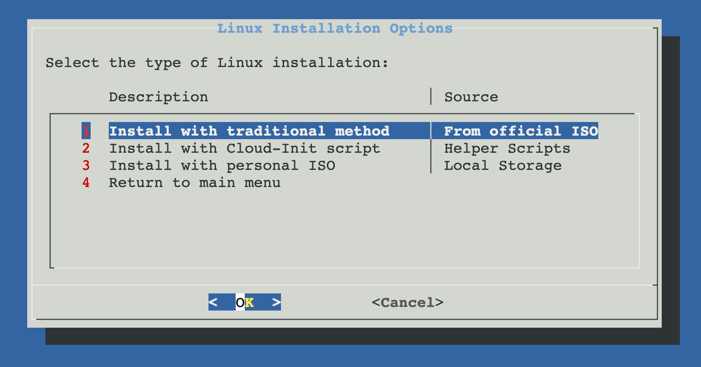 ProxMenux Linux installation options