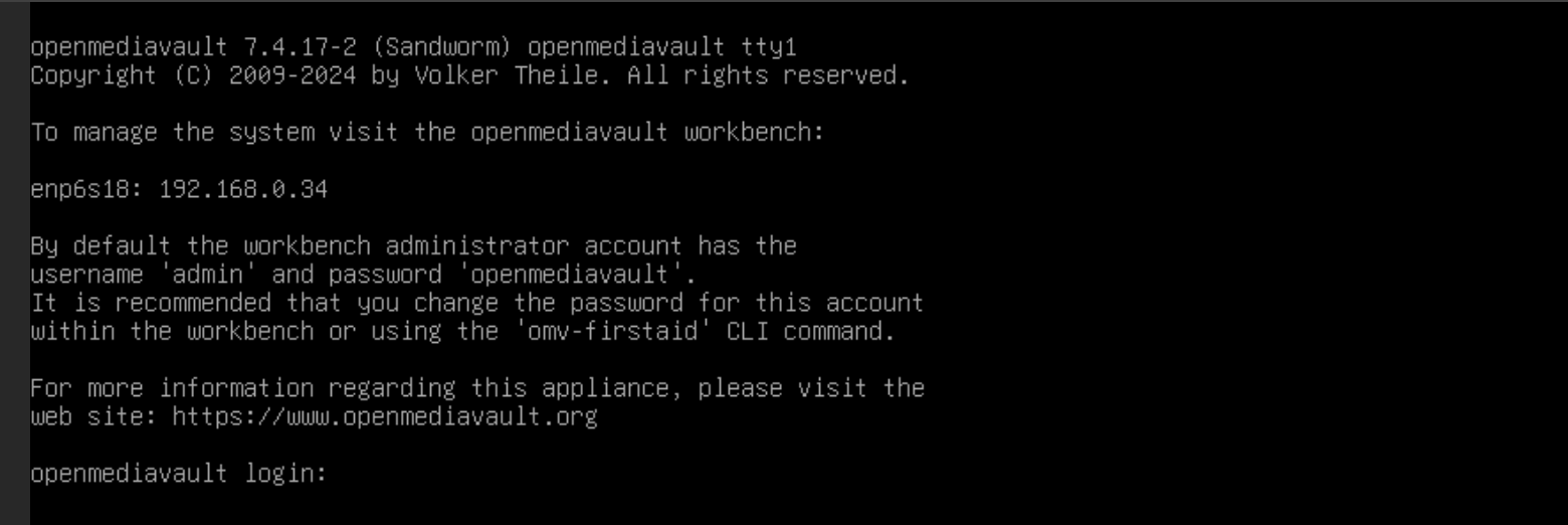 OpenMediaVault shell interface