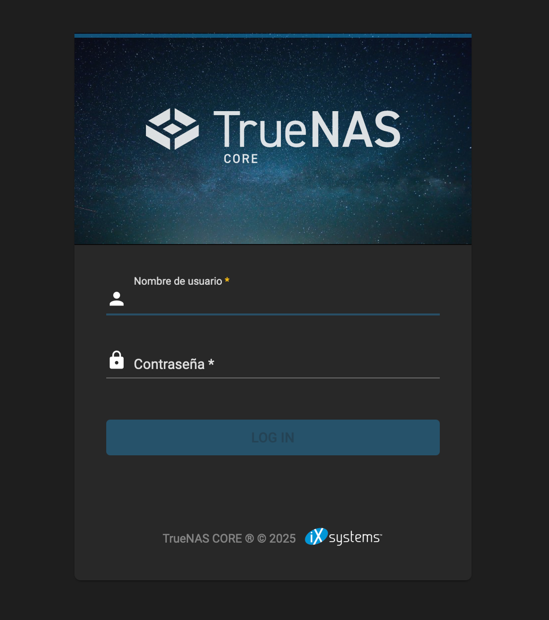 TrueNAS CORE web interface